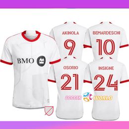 2024 Toronto Fc Soccer Jerseys Kids Kit Man 23/24 Football Shirts Away White Insigne Long Bemardeschi Akinola Mailula Osorio Laryea Prince Men's Uniforme