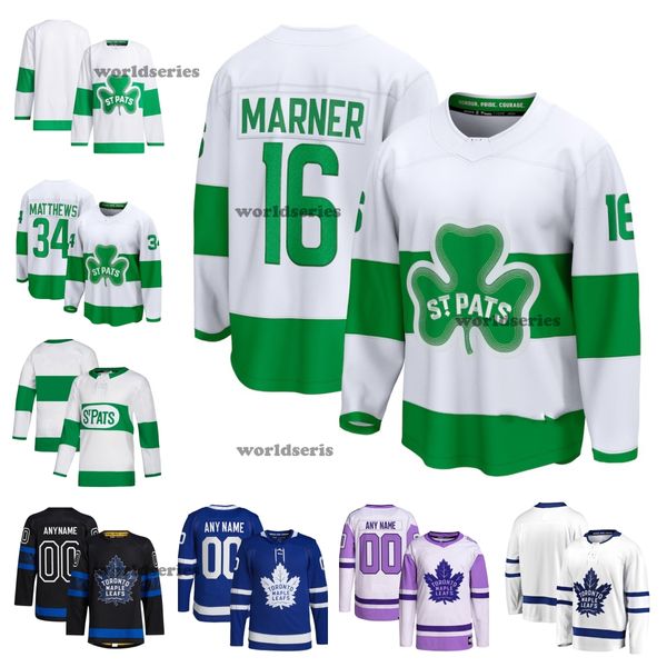 Maillots de hockey personnalisés des Maple Leafs de Toronto 2024 17 Wendel Clark 13 Mats Sundin 93 Doug Gilmour 90 Ryan OReilly 19 Calle Jarnkrok 78 TJ Brodie Michael Bunting Giordano