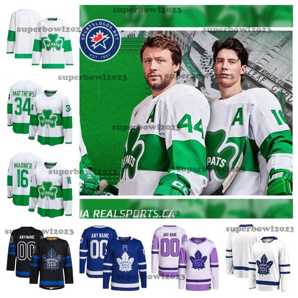 Maillots de hockey personnalisés des Maple Leafs de Toronto 2024 17 Wendel Clark 13 Mats Sundin 93 Doug Gilmour 90 Ryan O'Reilly 19 Calle Jarnkrok 78 TJ Brodie Michael Bunting Giordano