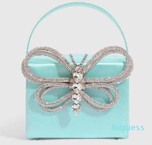 2024 Tote Tas kleine vierkante vlinder ingelegde diamanten geschenkdoos enkele schouder kruislichaam draagbare vrouwen strass tassen