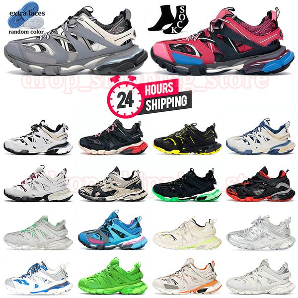 2024 Track 3.0 Paris Zapatos de vestir Lujo Triple Negro Blanco Naranja Azul 18ss Tess.s.Gomma Piel Nylon Estampado Plataforma Deportivas Mocasines tracks 3 Sneakers Hombre Mujer