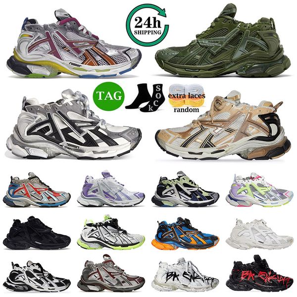 2024 Track Runners Sneakers 7.0 Designer Baleciaga Chaussures Plate-forme Marque Graffiti Blanc Noir Déconstruction Transmettre Femmes Hommes Pistes Baskets Runner 7 Tess s.Gomma