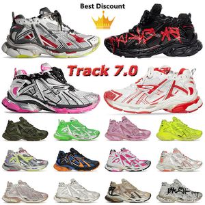 2024 Sneakers de coureurs de piste 7.0 Top Designer Chaussures décontractées Femmes hommes EU36-46 Plateforme Brand Graffiti Blanc Black Déstruction Black Tracks Tracks Trainers