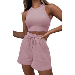 2024 survêtements de survêtement Nouveaux manches sans manches SET SET COLOR COLOR TOP TOP MODE CONSUCHENT CAST SET 2 pièces pour femmes 12 couleurs