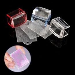 2024 Transparent Jelly Stamper Nail Art Stamp Kit Crystal Silicone Stamper avec assiette French Nails Manucure Tools Accessoires pour Nail Art