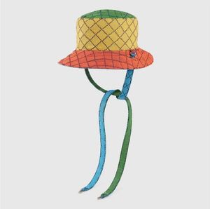 2024 Reismode klassieke letter Stingy Brim Hats zomer groothandel beschermd vissen hoge kwaliteit monochrome zonnehoeden kleurrijke Bob bucket hat 5 kleuren