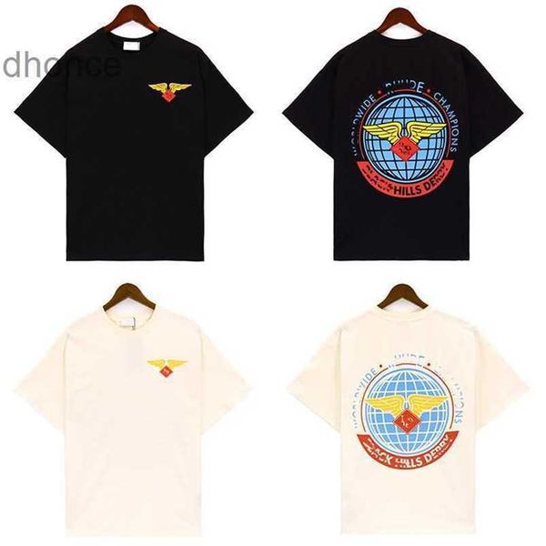 2024 Trende Designer Tendances de la mode d'été International Spring / été Nouveau Rhude Earth Wings Imprimé Street Loose Brand T-shirt à manches courtes pour hommes