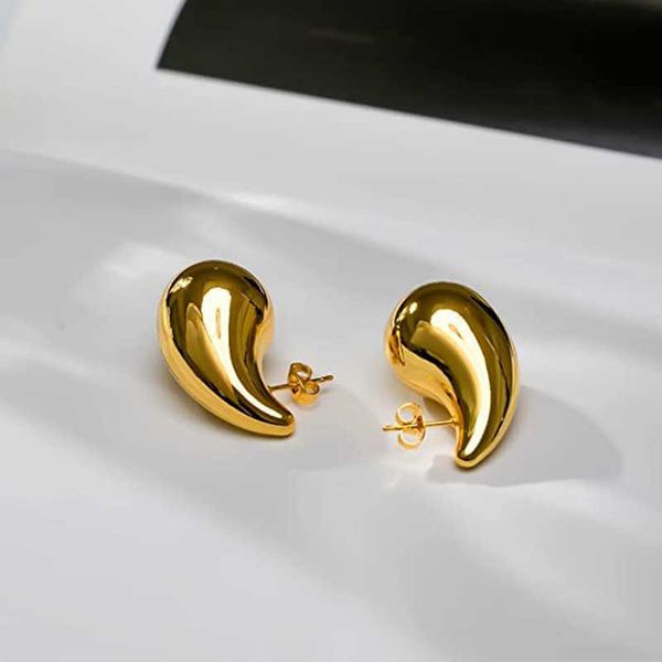 Pendientes de gota rechonchos en forma de lágrima de acero inoxidable, pendiente elegante PVD, Color dorado, resistente al agua, regalo de fiesta, joyería 2024 654