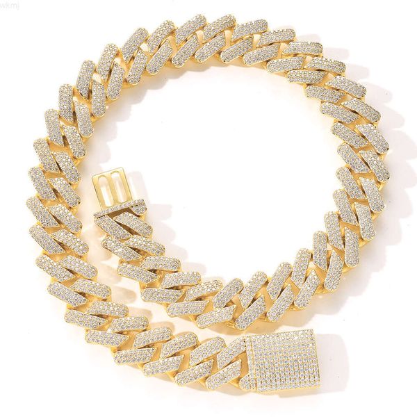 2024 tendencia Dropshipping Hip Hop 20mm circonita cúbica oro rosa collar helado cadena cubana pulsera de moissanita cadena Hiphop