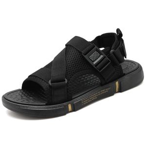 Sandales noires tendance pour hommes, chaussures de plage en plein air, semelle épaisse, mode été, respirantes, sandales de sport de loisirs T5, 2024
