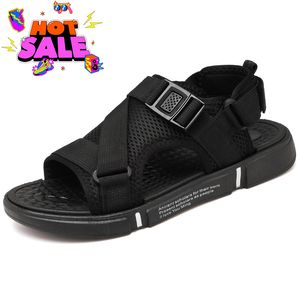 2024 Trendy Zwarte Heren Sandalen Outdoor Strand Schoenen Dikke Zool Mode Zomer Ademend Vrijetijdssport Sandalen B10