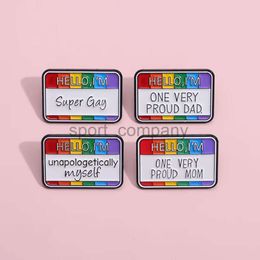 2024 Trendy Hello Text Broche de esmalte Super Gay Mamá orgullosa Hacer el mejor sol ansioso Social Social cansado Rainbow Insignia Punk Pins Joya Fashion Accessory