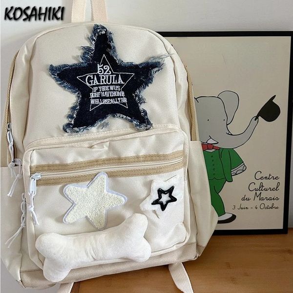 2024 Lettre à la mode Sac brodé Femmes Loisirs Étudiant Doux Sac d'école préparatoire Y2k Star Bone Sac à dos complet assorti Japon 240202