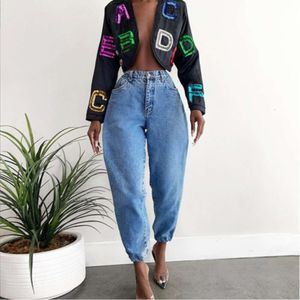 2024 Trendy Nieuwe High Tailed los passende Slimming Leggings Street Versatiele mode Casual jeans voor vrouwen