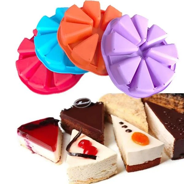 2024 Triangle Baking Moule 8 Silicone Patisserie Portion Cake Moule Gateaux Pizza Slices Pan Gateau Pastry Tools Bread Cheese Cuisine pour pour