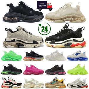 2024 triple s designer casual schoenen voor heren dames platform sneakers transparante zool zwart wit grijs roze Royal Neon Green heren trainers sport