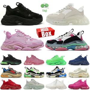 2024 Triple S Designer Shoes Platform Platform Sneakers Clear Sole Black Blanc Grey Grey Rose Rose Blue Royal Néon Yellow Green Tennis Trainers pour hommes et femmes