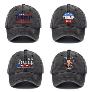 2024 Trump Ball Caps Summer Donald Baseball Hat Election Washed Cotton Net Ponytail Cap Chapeaux Réglable Sports Jogging Outdoor Beach Peaked Sun Visor B7756