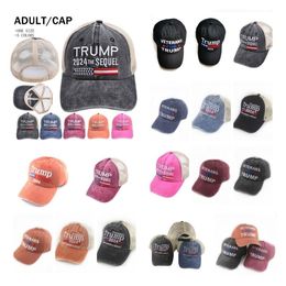 2024 Trump Baseball Cap 20 Styles Keep America Great Party Hat Washed Brodé US Trump Mesh Hats By sea T2I52557