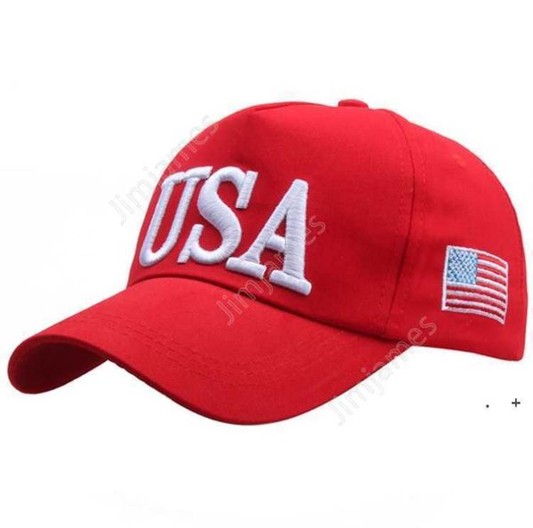 2024 Trump Casquette de baseball Chapeaux USA Chapeau de fête d'élection présidentielle avec des casquettes de drapeau américain Sports de coton pour hommes femmes réglable DAJ363