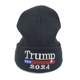 2024 Trump Hat Elección presidencial Primavera Gorros de punto Cartas de Trump Gorros de punto Gorros de invierno Gorro de calavera para hombres y mujeres G3302