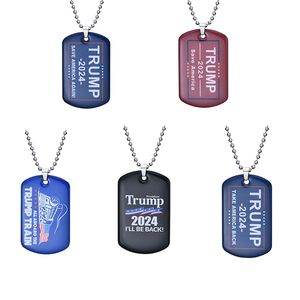 Collier Trump 2024, pendentif drapeau du président américain, porte-clés en acier inoxydable, sauvez l'amérique à nouveau, 5 styles