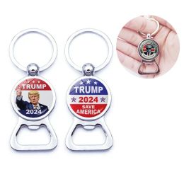 2024 Trump Party Favor American Election Bottle Key Buckle Metal Key Ring Pendant Bière Bottle Opender 0425