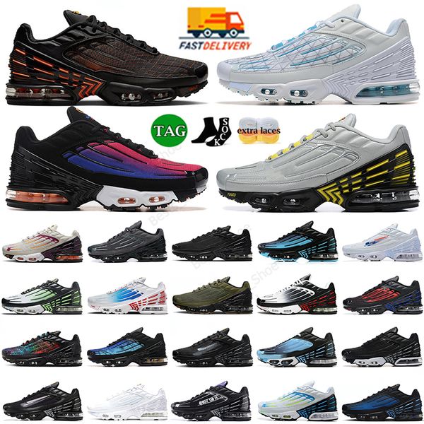 2024 Tuned TN Plus III Mensas para hombres Running Tn3 Diseñador Triple Blanco Blanco 25 Aniversario Sports Sports Sports Láser Blue Tnplus Outdoor TNS Big Tamaño 12