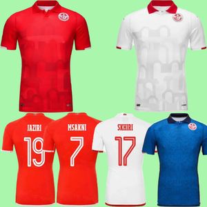 2024 Tunesië Nationale Team Voetbalshirts Heren MSAKNI HANNIBAL MAALOUL SLITI KHENISSI Thuis Rood Uit 3e 24 25 Voetbalshirt Uniformen