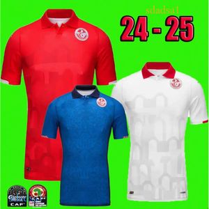 2024 Túnez Equipo Nacional Mens Jerseys Msakni Hannibal Maaloul Sliti Khenissi Home Red Red Away 3rd 24 25 Camisetas de fútbol