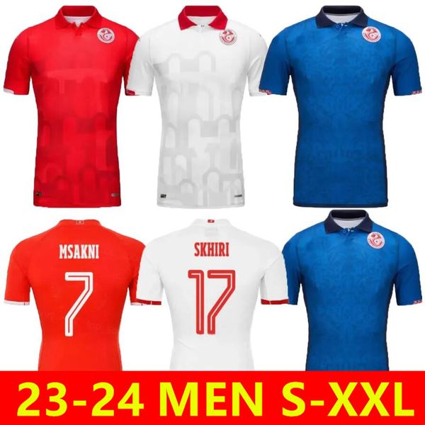 2024 Tunisie Soccer Jerseys Coupe d'Afrique Maillot de Tunisie 24 25 MSAKNI HANNIBAL MAALOUL SLITI KHENISSI Home away Men Football Shirts Uniformes