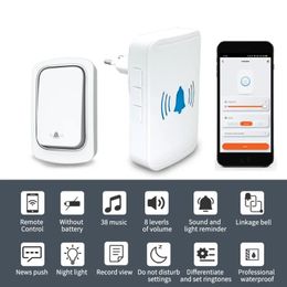 2024 Tuya wifi draadloze deurbel geen batterij vereist waterdichte outdoor draadloze deurbel smart life app setting smart deur bell - voor