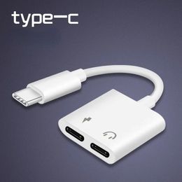 2024 Adaptador tipo C 2 en 1 divisor para Samsung Galaxy S21 S20 Fe Note 20 Ultra Note 10 más USB C a 3.5 Audio de auriculares Cable de audio para Galaxy S20 Fe Splitter