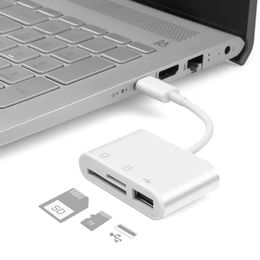 Adaptador 2024 Tipo-C para tarjetas de memoria TF, CF, SD, OTG, grabadora, Flash USB-C Compact, para iPad Pro, MacBook, USB tipo C, adaptador de tarjetas ReaderType-C para MacBook