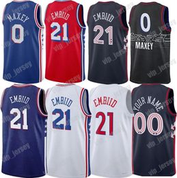 2024 Tyrese Maxey Joel Embiid Basketball Jersey Allen Iverson Julius Erving Sixer Matisse Thybulle City White Edition Chemise rétro Maillots bleus