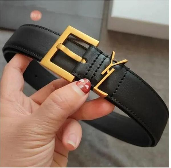 2024 Ceinture unisexe en cuir véritable – Ceinture design de 3 cm de large avec boucle en S élégante, avec boîte cadeau