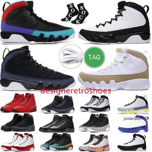 2024 University Blue Jumpman 9 Basketball Chaussures Hommes 9s Fire Red Chili Particle Grey Gold Anthracite Bred Patent Light Olive Concord Trainers Outdoor Sport taille 13