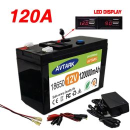 2024 Batterie Lithium LifePO4 améliorée 12V 120AH Batterie rechargeable portable intégrée intégrée 5V 2.1A USB PORTER PORT CHARGE