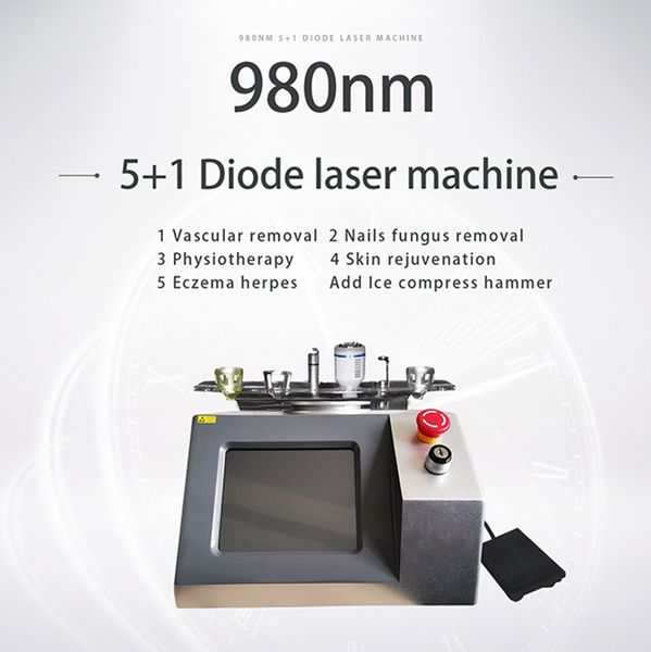 2024 Modèle amélioré 980nm Diode Laser Vaisseau Spider Vein Removal Appareil de thérapie vasculaire 6 en 1 Physiothérapie pour les champignons des ongles Supprimer le rajeunissement de la peau