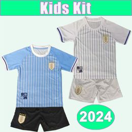 2024 Uruguay Kids Kit Soccer Jerseys N. De La Cruz L. Rodriguez G. de Arascaeta R. Bentancur F. Valverde Home Away Football Shirts