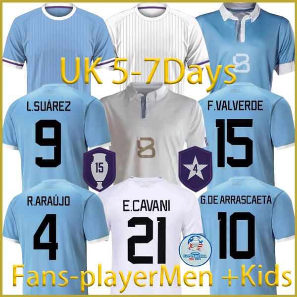 2024 Uruguay La Cruz Copa America Soccer Jersey Kids Kit 2025 L.Suarez E.Cavani N.DE Shirt G.De Arras Caeta F.Va Lverde R.Araujo R.Bentancur Football Urugua