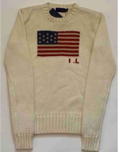 2024 US Vlag Knust -trui voor vrouwen - gezellige katoenen pullover in wintermode Crew -Neck Flag Deskleding L230915