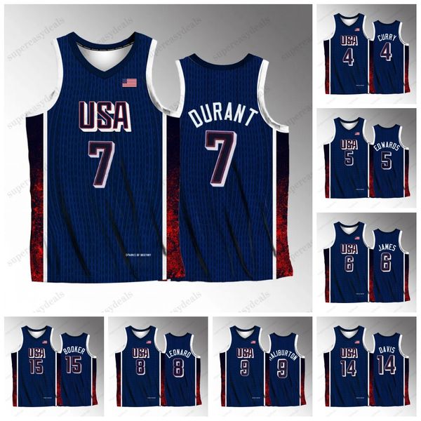 2024 USA Home Basketball Jerseys Joel 13 Embiid Anthony 3 Davis LeBron 6 James Stephen 4 Curry Kevin 7 Durant 10 Jayson Tatum Jayson 10 Tatum