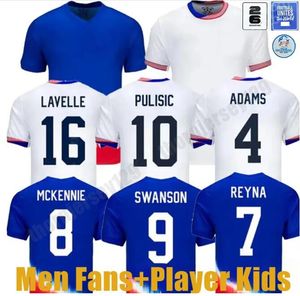 2024 USA Soccer Jerseys Copa America Man Kids Kit 24 25 Player Version Home Away Football Shirts Pulisic Smith Morgan Balogun Musah McKENNIE ADAMS Hommes