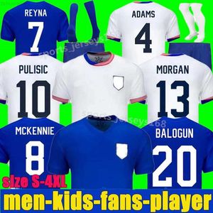 2024 USA Soccer Jerseys Copa America Femme Kit Enfants 24 25 Version Joueur Accueil Chemises de Football Pulisic Smith Morgan Balogun Musah Mckennie Adams Hommes Taille L8XV