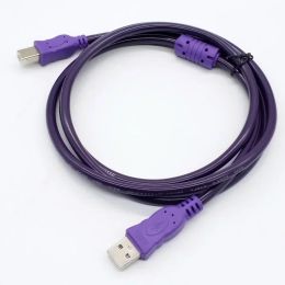 2024 USB 2.0 Cable de impresora Tipo A Masculino a Tipo B Masculino doble blindaje Alta velocidad Transparente Purple 1.5/3/5/10m para transferencia de datos de alta velocidad