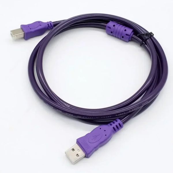 2024 Câble imprimante USB 2.0 Type d'un mâle à mâle de type B Double blindage à haute vitesse Transparent violet 1.5 / 3/5 / 10mdual Blindage USB Câble USB