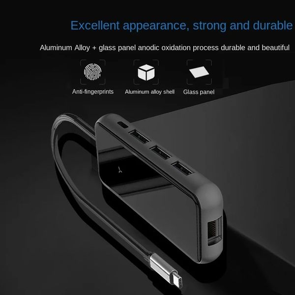 2024 USB C STABLE DE ACABAJE DE LA CAPETAP USB 3.0 RJ45 PD SD/TF USB HUB compatible con HDMI para la computadora portátil MacBook Pro HP Doll Surface Lenovo Dock para USB C