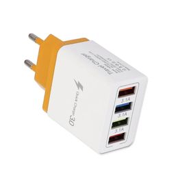 Chargeur rapide USB 2024 pour téléphone portable, adaptateur de téléphone, 4 ports USB, chargeur coloré, tête de charge de voyage, chargeur à Induction