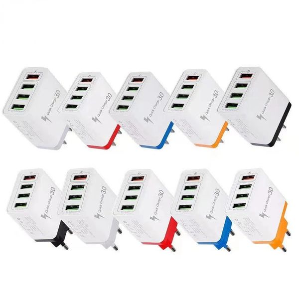 2024 Adaptateur téléphonique de téléphone mobile rapide USB Adaptateur de téléphone 4 USB Chargeur coloré Charge de voyage Induction Tête Chargeur pour la charge de voyage USB